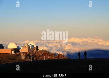 Observatorien auf dem Vulkan Haleakala, Maui Island, Hawaii, USA Stockfoto