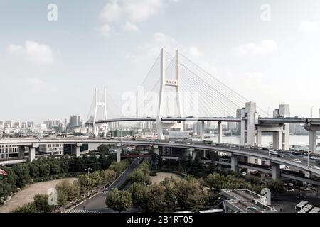 Nanpu-Brücke, Nanshi, Shanghai, China Stockfoto