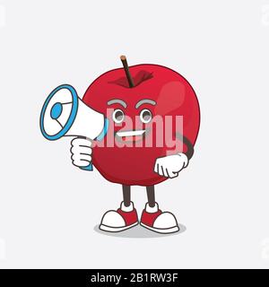 Apple Cartoon Maskottchen Charakter mit einem Megafon Stockfoto