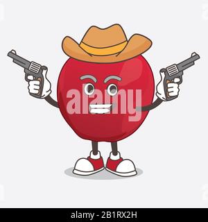 Apple Cartoon Maskottchen Charakter hält Waffen Stockfoto