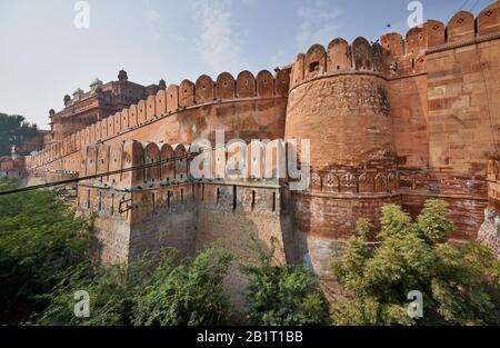 Rampart von Junagarh Fort, Bikaner, Rajasthan, Indien Stockfoto