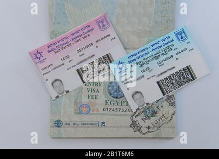 Deutscher Reisepass mit Visum für Israel Stockfoto