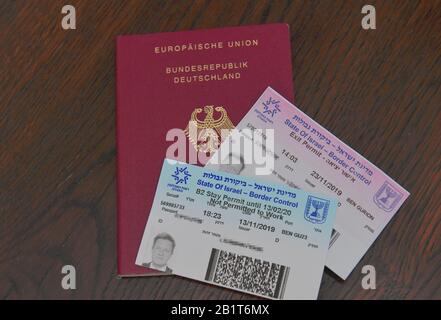 Deutscher Reisepass mit Visum für Israel Stockfoto