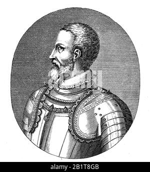 Franz de Lorraine II., Fürst von Joinville, Herzog von Guise, Herzog von Aumale, Franz von Guise, 17. Februar 1519 - 24. Februar 1563), war ein französischer General und Politiker/Francois de Lorraine, ein fränkischer Feldherr und Staatsmann, historisch, Digitale verbesserte Wiedergabe eines Originals aus dem 19. Jahrhundert / Digitale Produktion einer Originalanlage aus dem 19. Jahrhunderts Stockfoto