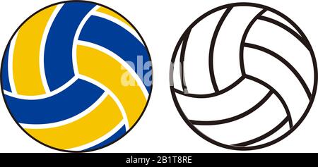 Volleyball Sports Balls Minimal Flat Line Icon Set Schild isoliert auf weißem Hintergrund. Einfache Darstellung von Logo-Vektoren für Grafik- und Webdesign. Stock Vektor