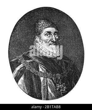Charles Howard, 1st Earl of Nottingham, 2nd Baron Howard of Effingham, 1536 - 14. Dezember 1624, bekannt als Howard of Effingham, war ein englischer Staatsmann und Lord High Admiral unter Elizabeth I./Charles Howard, 1. Earl of Nottingham, war ein englischer Staatsmann und Admiral, historisch, digital verbesserte Wiedergabe eines Originals aus dem 19. Jahrhundert / Digitale Produktion einer Originalanlage aus dem 19. Jahrhunderts Stockfoto