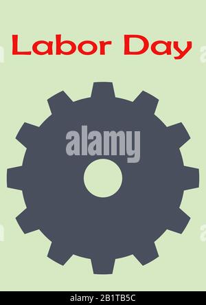 Getriebemechanismus mit der Aufschrift Labor Day. Stock Vektor