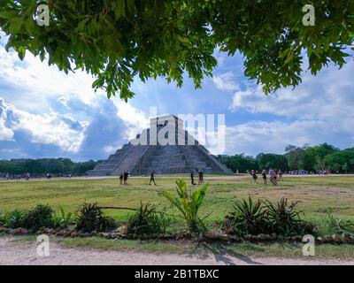 Wundervolle Aussicht auf die Chichen Itza Maya-Ruinen Yucatan Mexiko Stockfoto