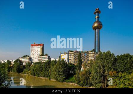 Hundertwasser Design, Fernwärme Wien, Wien, Österreich Stockfoto