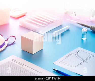 SARS-COV-2 pcr-Diagnose-Kit. Dies ist RT-qPCR-Kit für die Reverse Transkription und Amplifikation von DNA-Fragmenten in Echtzeit, um einen bestimmten Bereich von zu erkennen Stockfoto