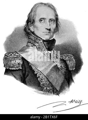 Marschall General Jean-de-Dieu Soult, 1. Herzog von Dalmatien, 29. März und 26. November 1851, war ein französischer General und Staatsmann, der im Jahre 1804 zum Marschall des Kaiserreichs ernannt wurde und oft Marschall Soult/Nicolas Jean-de-Dieu Soult, Herzog von Dalmatien, französischer Revolutionär, historisch, genannt wurde. Digitale verbesserte Wiedergabe eines Originals aus dem 19. Jahrhundert / Digitale Produktion einer Originalanlage aus dem 19. Jahrhunderts Stockfoto