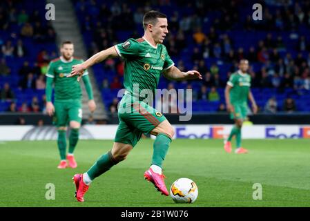 Barcelona, Spanien. Februar 2020. Podence spielt beim Uefa Europa League-Spiel zwischen RCD Espanyol und den Wolverhampton Wanderers im RCDE-Stadion in Barcelona, Spanien. Credit: Christian Bertrand/Alamy Live News Stockfoto