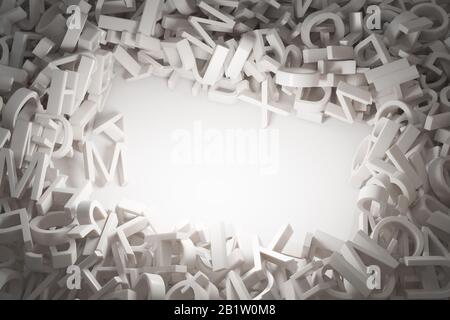 Zufällige Buchstaben Abstrakt 3D illustration Stockfoto