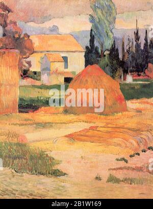 Landscape Near Arles (Ferme à Arles) (1888-19. Jahrhundert Gemälde von Paul Gauguin - Sehr hohe Auflösung und hochwertige Bilder Stockfoto