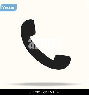 Telefonsymbol im trendigen, flachen Stil, isoliert auf grauem Hintergrund. Handset-Symbol mit Kurven. Telefonsymbol für Ihr Design, Logo, UI. Vektorgrafiken Stock Vektor