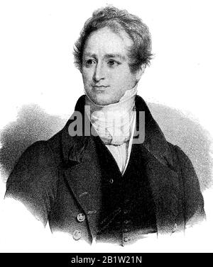 Sir Robert Peel, 2nd Baronet, FRS, 5. Februar 1788 - 2. Juli 1850, war ein britischer Staatsmann der Konservativen, der zweimal als Premierminister des Vereinigten Königreichs, 1834-35 und 1844-46, und zweimal als Innenminister/Sir Robert Peel, 2. Baronet, britischer Staatsmann und Politiker. Er gilt als Begründer der Servativen-Partei, historisch, digital verbesserte Wiedergabe eines Originals aus dem 19. Jahrhundert / Digitale Produktion einer Originalanlage aus dem 19. Jahrhundert. Jahrhunderts Stockfoto
