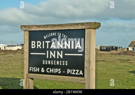 Dungeness Britannia Inn Sign Kent UK Stockfoto