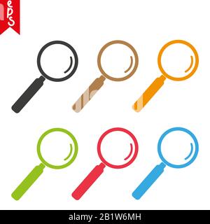 Lupensymbol. Verkleinern des Zeichens vergrößern. Symbol für Lupenvektor. Suchsymbol. Symbol suchen. Lupenkontur. Stock Vektor