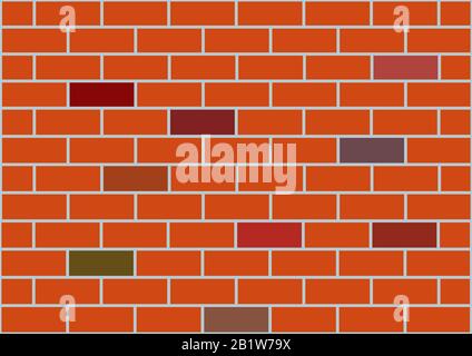Hintergrundvektorbild einer braunen Ziegelwand. Stock Vektor