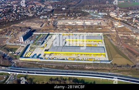 Luftbild Gewerbegebiet MARK 51 Nr. 7, neues DHL Logistik Paketzzentrum, ehemaliges Opel-Gelände, Laer Kreis, Dortmund, Ruhrgebiet, Nordrhein-Westfalen, Stockfoto