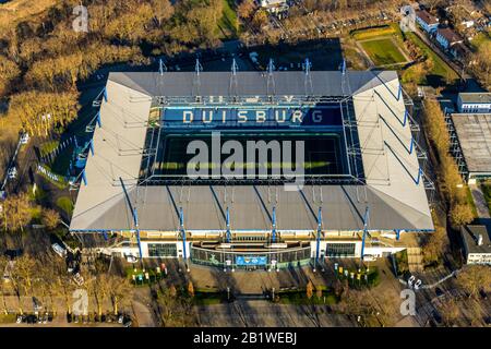 Luftbild, Fußballstadion Schauinsland-Reisen-Arena, MSV-Arena Duisburg, Sportpark Duisburg, Duisburg, Ruhrgebiet, Nordrhein-Westfalen, Germa Stockfoto