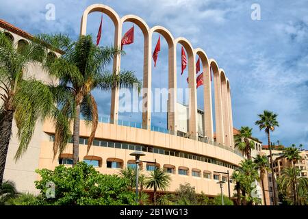 Monaco / Fontvieille - 02.09.2018: Nahaufnahme von Stade Louis II (Heimstadion DES AS Monaco FC) Stockfoto