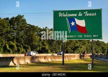 Willkommen bei Texas Zeichen Stockfoto