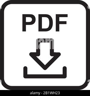 PDF-Symbolvorlage herunterladen schwarze Farbe editierbar. PDF-Symbol Symbol herunterladen flaches Vektorzeichen isoliert auf weißem Hintergrund. Einfache Darstellung von Logo-Vektoren Stock Vektor