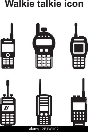 Walkie Talkie Set Icon template schwarz Farbe editierbar. Walkie-Talkie-Symbol flaches Vektorzeichen isoliert auf weißem Hintergrund. Einfache Darstellung des Logo-Vektors Stock Vektor