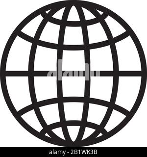 Weltweite Symbolvorlage in schwarzer Farbe editierbar. Das Symbol Flat Vector Sign ist auf weißem Hintergrund isoliert. Einfache Darstellung von Logo-Vektoren für gr Stock Vektor
