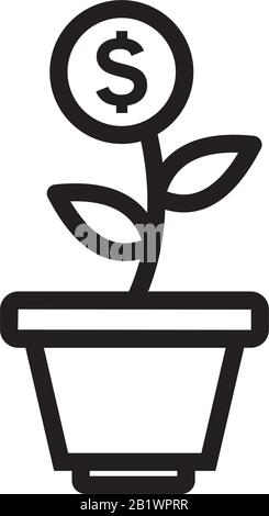 Geldmenge vergrößern Symbolvorlage schwarz Farbe editierbar. Symbol für "Geldmenge vergrößern" Symbol "flaches Vektorzeichen auf weißem Hintergrund isoliert". Einfache Darstellung des Logo-Vektors Stock Vektor