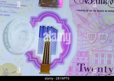 Das neue Polymer £20 wurde am 20. Februar 2020 in Großbritannien veröffentlicht Stockfoto