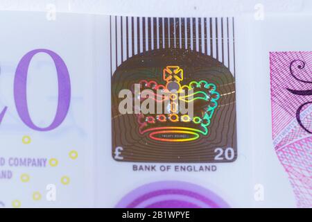 Das neue Polymer £20 wurde am 20. Februar 2020 in Großbritannien veröffentlicht Stockfoto
