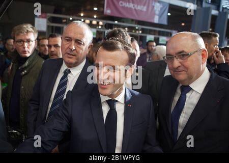 Emmanuel Macron, Präsident der französischen Republik, besucht die Landwirtschaftsmesse Stockfoto