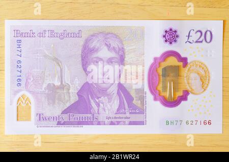Das neue Polymer £20 wurde am 20. Februar 2020 in Großbritannien veröffentlicht Stockfoto