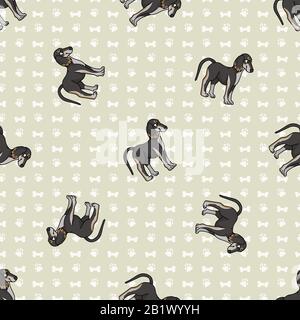 Handgezeichnetes, niedliches saluki Welpen Rassehund mit nahtlosem Vektormuster. Reinrassige Haushunde auf Pfote im Hintergrund. Hund Liebhaber Haustierstube Haustier überall Stock Vektor