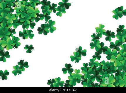 Saint Patricks Day Hintergrund mit gesprüht grünen Klee Blätter oder Shamrocks Stock Vektor