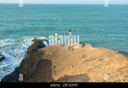 Die Wüste trifft auf die Karibik in Ojos de Agua, Cabo de la Vela, Guajira-Halbinsel, Kolumbien Stockfoto