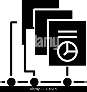 Schwarze Symbole für Sammeldiagramme, Konzeptabbildung, flaches Vektorsymbol, Glyph-Zeichen. Stock Vektor