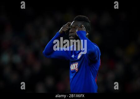 London, Großbritannien. Februar 2020. Pape Abou Ciss von Olympiakos beim 2. Spiel der UEFA Europa League zwischen Arsenal und Olympiacos im Emirates-Stadion, London, England am 27. Februar 2020. Foto von Andy Rowland. Kredit: Prime Media Images/Alamy Live News Stockfoto