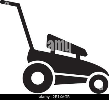 Rasenmäher-Symbol-Vorlage in schwarzer Farbe editierbar. Rasenmähersymbol Symbol flache Vektorgrafik für Grafik- und Webdesign. Stock Vektor