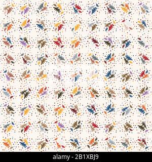 Winziger Blätterconfetti-Vektor-Texturhintergrund. Sommerliche Natur feminine gesprenkelte bestreut nahtloses Muster. Kleinformatiges Design im japanischen Stil Stock Vektor