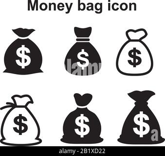 Geldbeutel Symbol Vorlage schwarz Farbe editierbar. Money Bag Symbol Symbol Flat Vector Illustration für Grafik und Web-Design. Stock Vektor