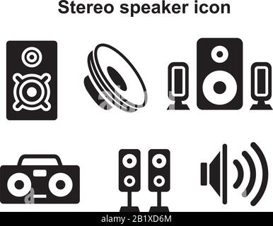 Stereo-Lautsprecher-Symbolvorlage schwarz bearbeitbar. Symbol für Stereolautsprecher Symbol für flache Vektorgrafiken für Grafik- und Webdesign. Stock Vektor