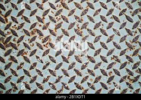 Abstrakter Hintergrund Vintage-Metallplatte, Eisenoberfläche mit Rost. Stockfoto