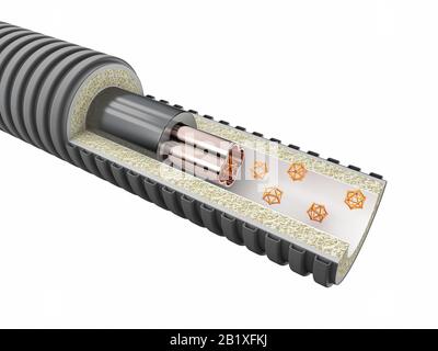3D-Rendering der Carbon-Nanoröhrenstruktur in der Abbildung. Stockfoto
