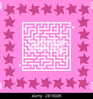 Abstraktes quadratisches Labyrinth. Spiel für Kinder. Puzzle für Kinder. Süßer Stern. Labyrinth-Rätsel. Vektorgrafiken. Stock Vektor