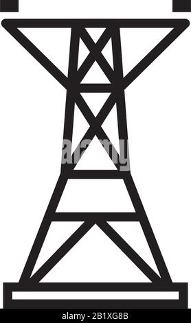 Elektrischer Turm, Oberleitung Symbol Vorlage schwarz Farbe editierbar. Elektrischer Turm, Oberleitungssymbol Symbol für flache Vektorgrafiken für g Stock Vektor