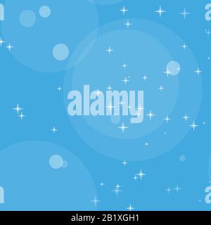 Farbabstrakter Hintergrund des blauen Himmels mit Bokeh und Sternen. Einfache Vektorgrafiken Stock Vektor