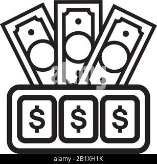 Casino Chips und Stapel Papier Geld Bargeld Icon Vorlage schwarz Farbe editierbar. Casino Chips und Stapel Papier Geld Bargeld Symbol Flat Vector illusstra Stock Vektor